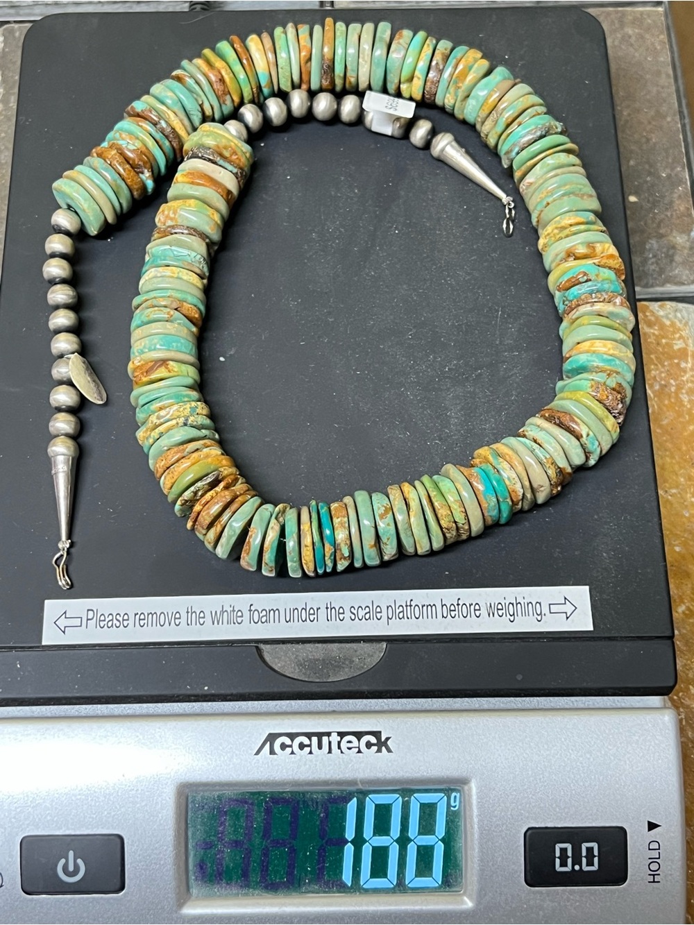 Native American Navajo Royston Turquoise Disc Bead Necklace 20” NWT - Picture 9 of 9